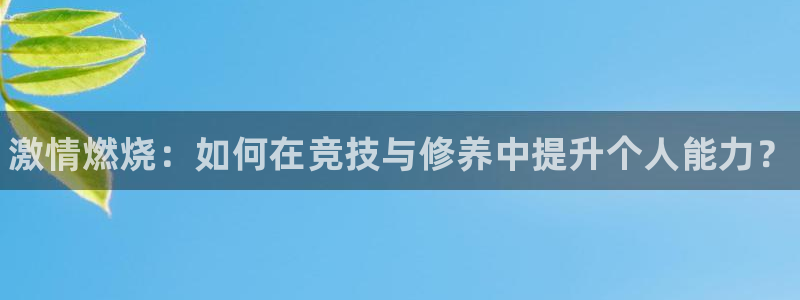 米兰体育官方正版app新能源：激情燃烧：如何在竞技与修养中提